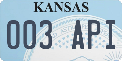 KS license plate 003API