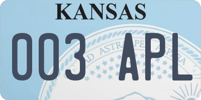 KS license plate 003APL