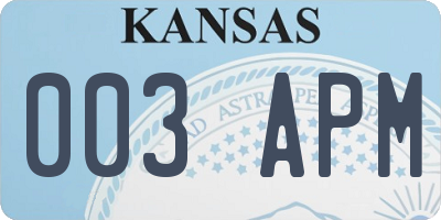 KS license plate 003APM