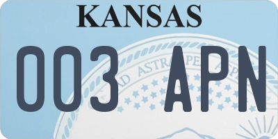 KS license plate 003APN