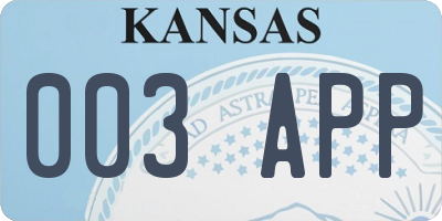 KS license plate 003APP