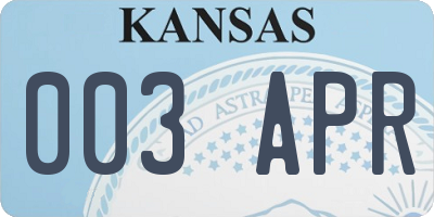 KS license plate 003APR