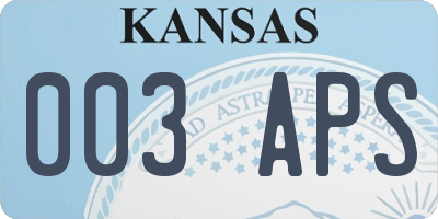 KS license plate 003APS