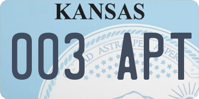 KS license plate 003APT