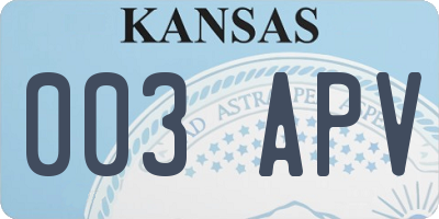 KS license plate 003APV