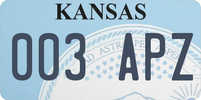 KS license plate 003APZ