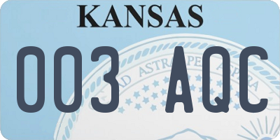 KS license plate 003AQC
