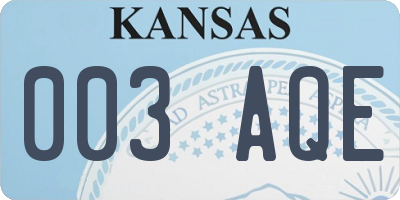 KS license plate 003AQE