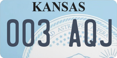 KS license plate 003AQJ