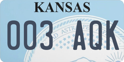 KS license plate 003AQK