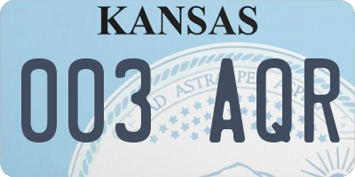 KS license plate 003AQR