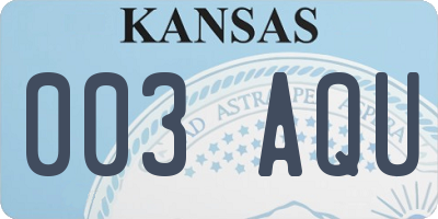 KS license plate 003AQU