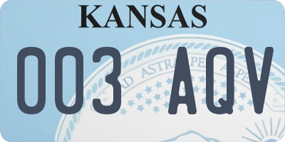 KS license plate 003AQV