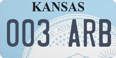 KS license plate 003ARB