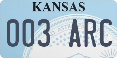 KS license plate 003ARC