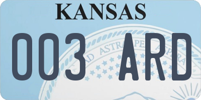 KS license plate 003ARD