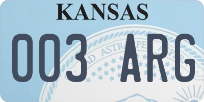 KS license plate 003ARG