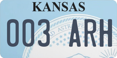 KS license plate 003ARH