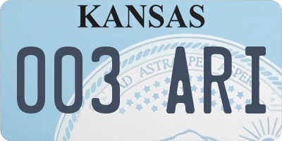 KS license plate 003ARI