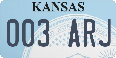 KS license plate 003ARJ