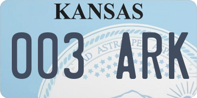 KS license plate 003ARK