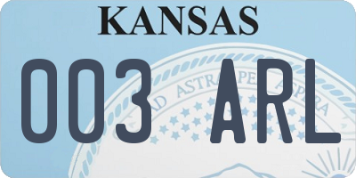 KS license plate 003ARL