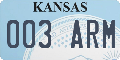KS license plate 003ARM