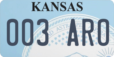 KS license plate 003ARO