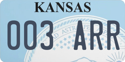 KS license plate 003ARR
