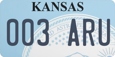 KS license plate 003ARU