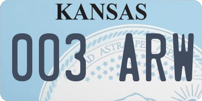 KS license plate 003ARW