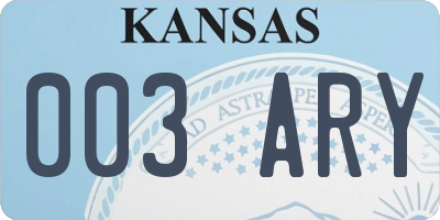 KS license plate 003ARY