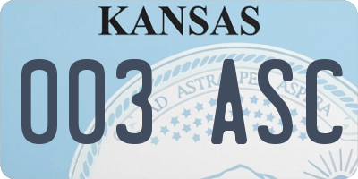 KS license plate 003ASC