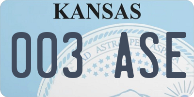 KS license plate 003ASE