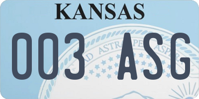 KS license plate 003ASG