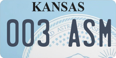 KS license plate 003ASM