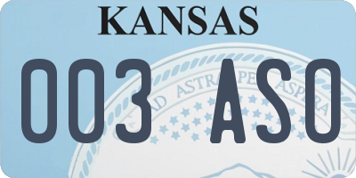KS license plate 003ASO