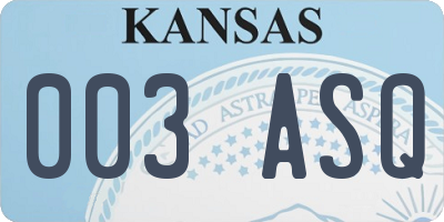 KS license plate 003ASQ