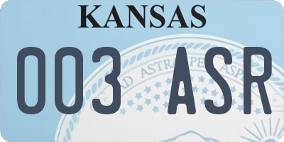 KS license plate 003ASR