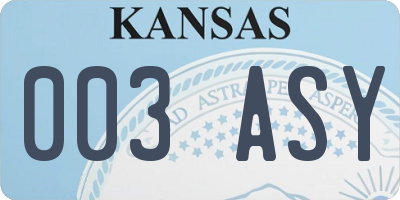 KS license plate 003ASY