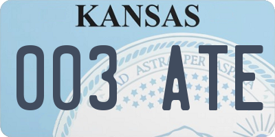 KS license plate 003ATE