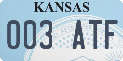 KS license plate 003ATF