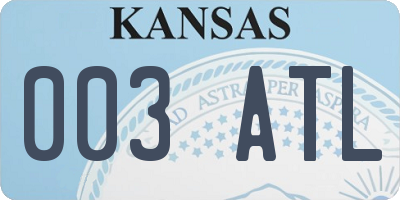 KS license plate 003ATL