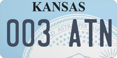 KS license plate 003ATN