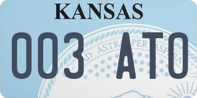 KS license plate 003ATO