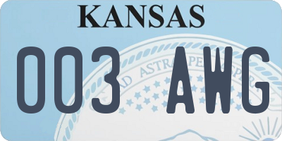 KS license plate 003AWG