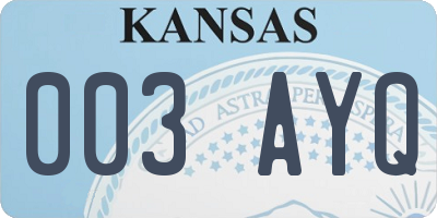 KS license plate 003AYQ
