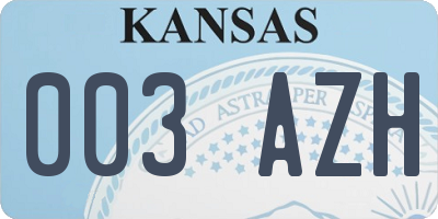 KS license plate 003AZH