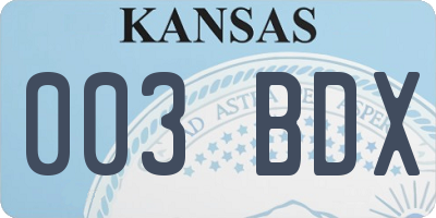 KS license plate 003BDX