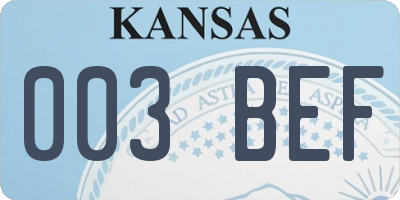 KS license plate 003BEF